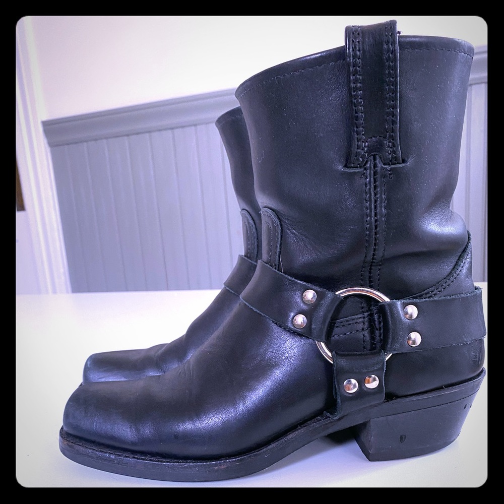 Frye Harness moto cowboy boots